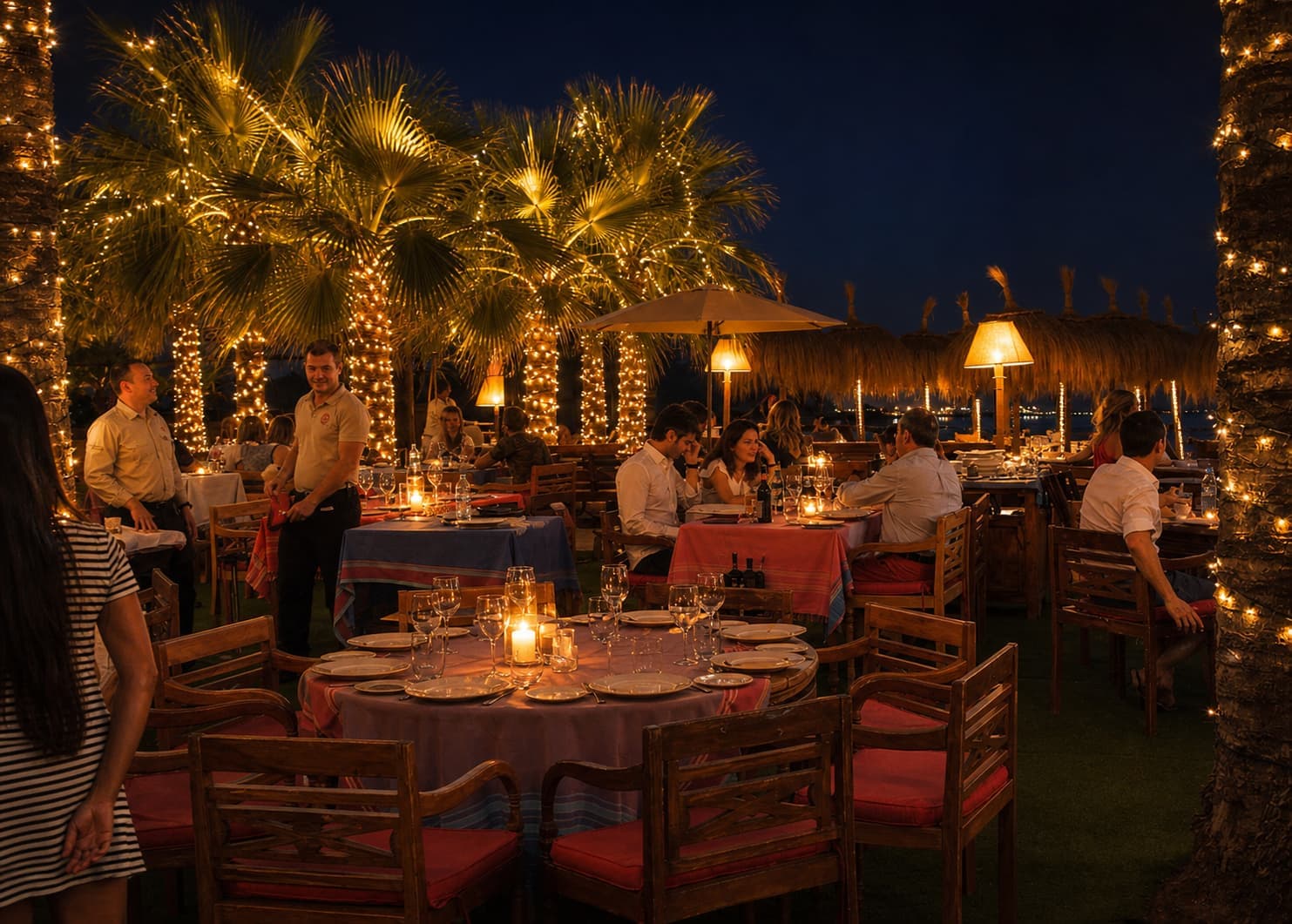 Trocadero Arena at Night: Marbella's Río Real Beach Terrace